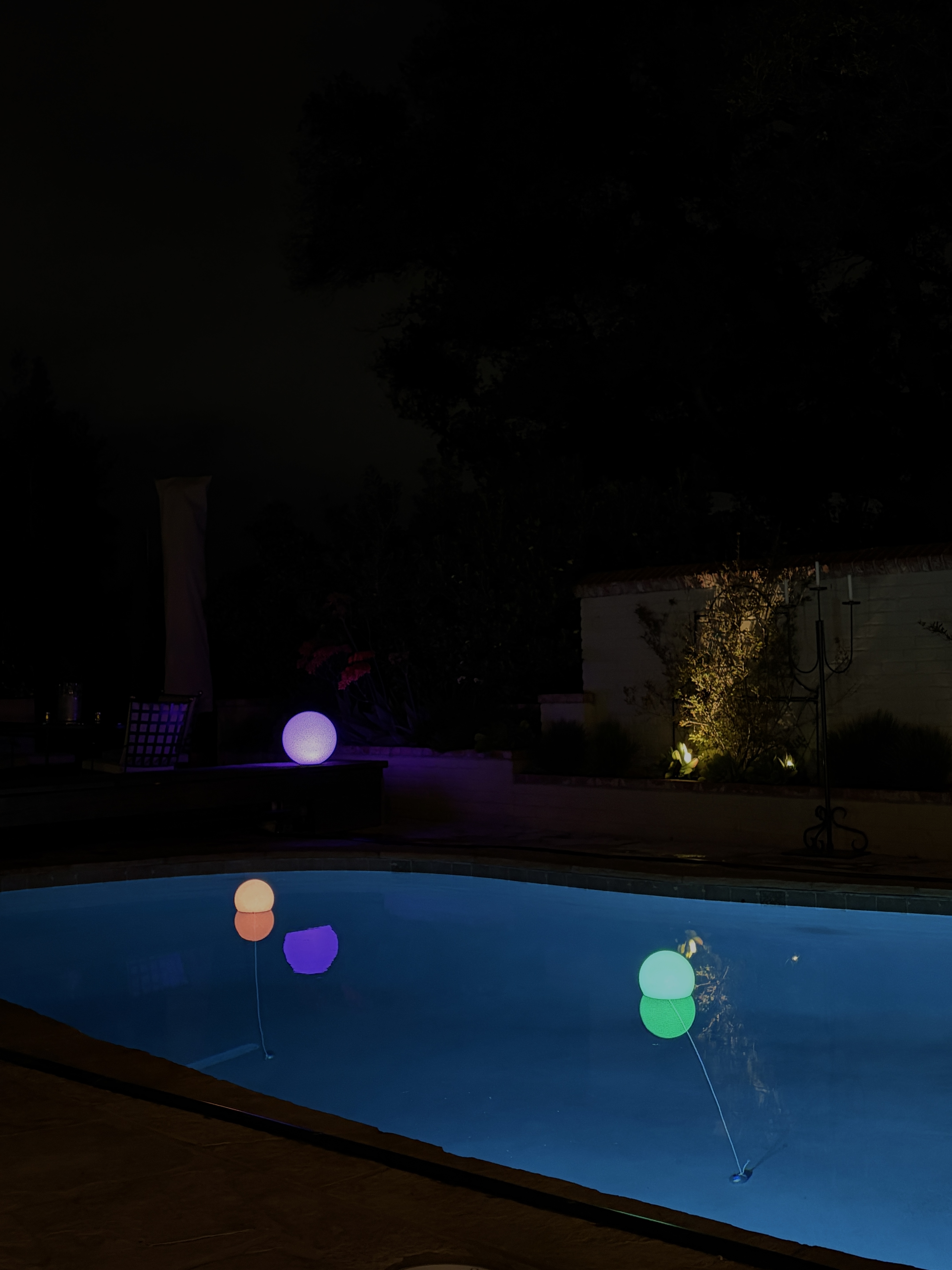 Pool table with glowing balls